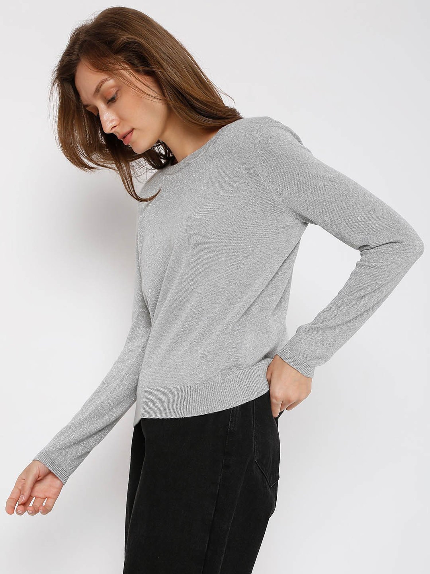Vero Moda Light Grey Striped Sweater