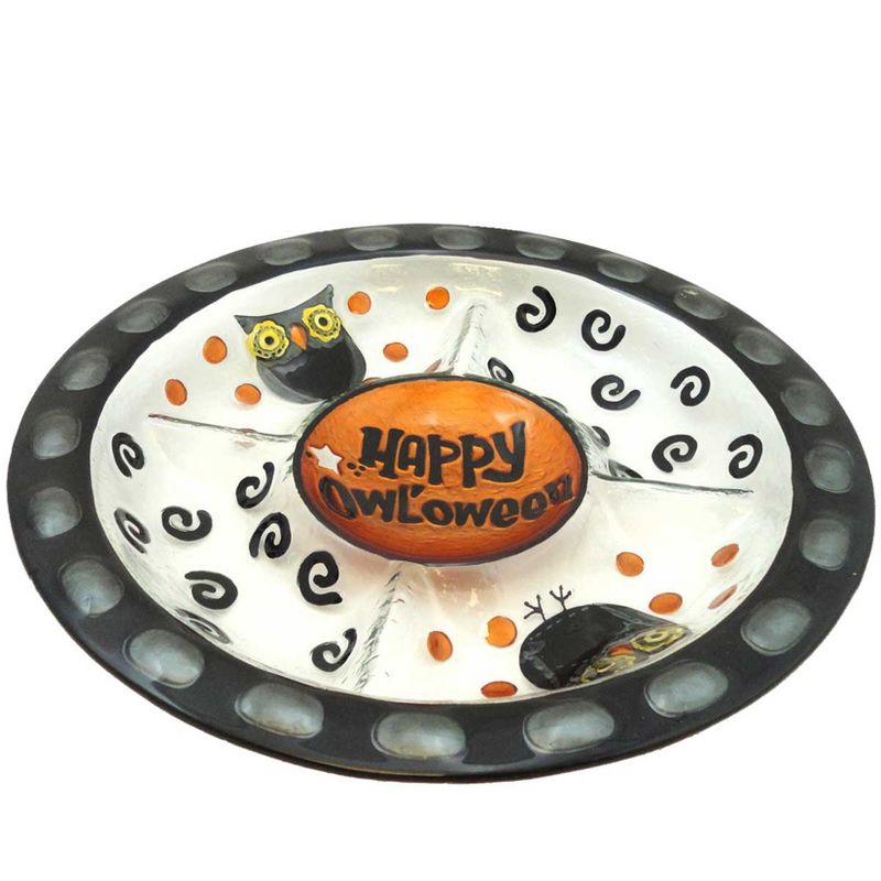 Tabletop " Happy Halloween 5 Section Server Owls Evergreen Enterprises Inc  -  Serving Platters