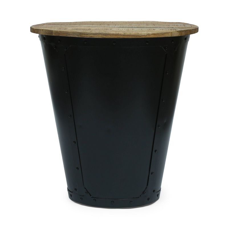 Opheim Industrial Handcrafted Mango Wood Side Table Natural/Black - Christopher Knight Home