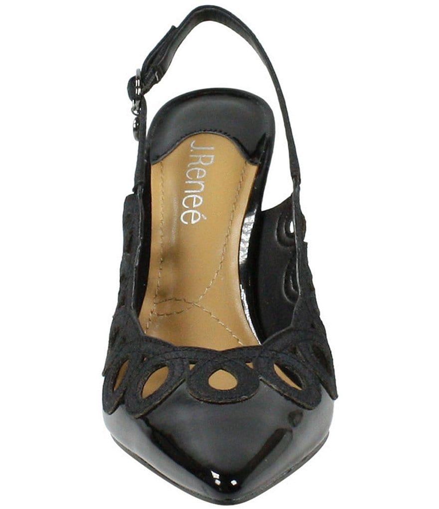 J. Renee Reghina Patent Cut-Out Detail Slingback Pumps