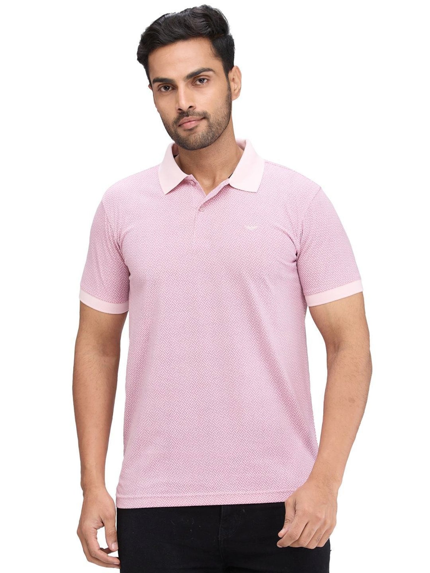 Park Avenue Pink Slim Fit Printed Polo T-Shirt