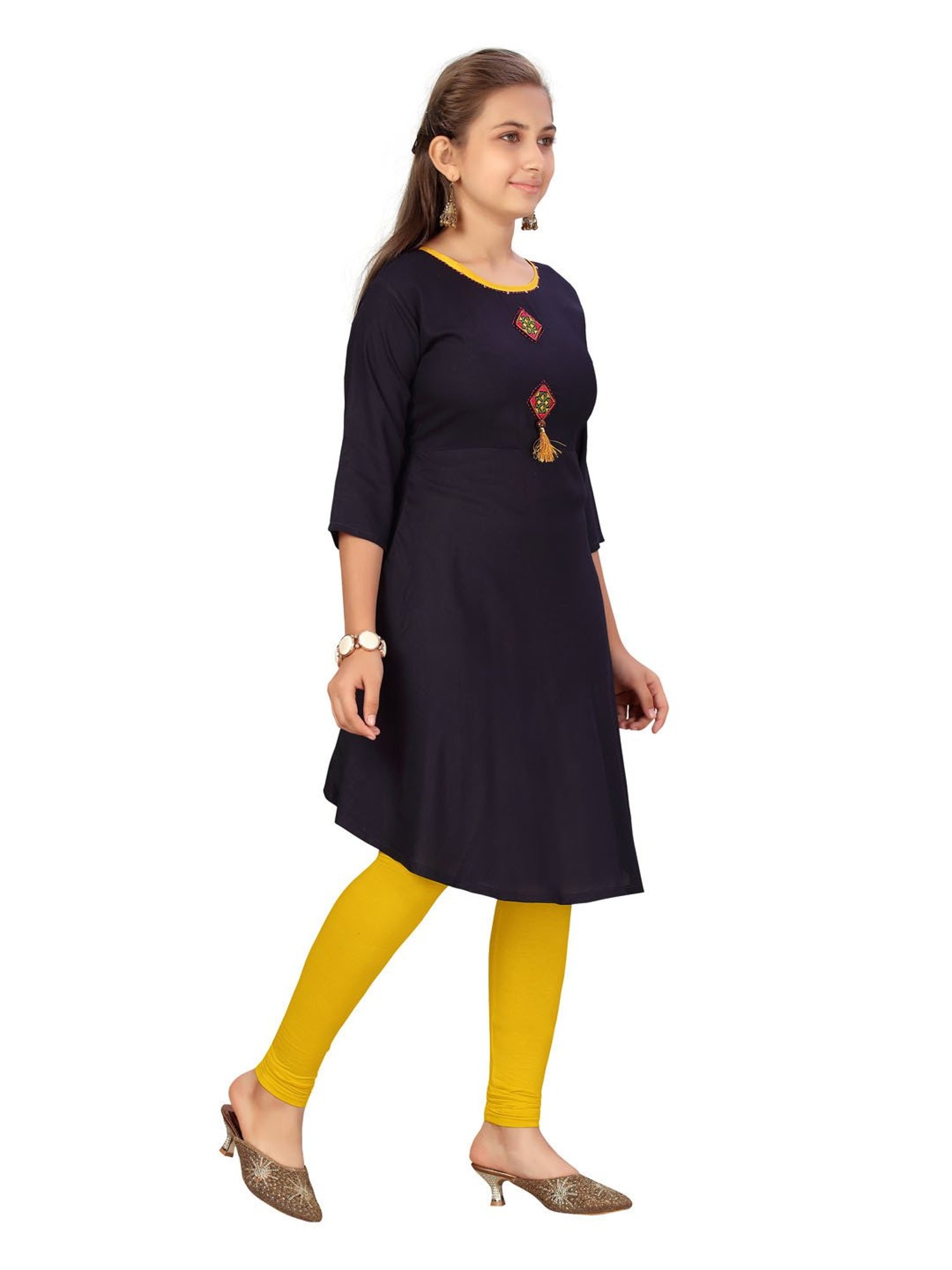 Peppermint Kids Navy Regular Fit Kurta Set