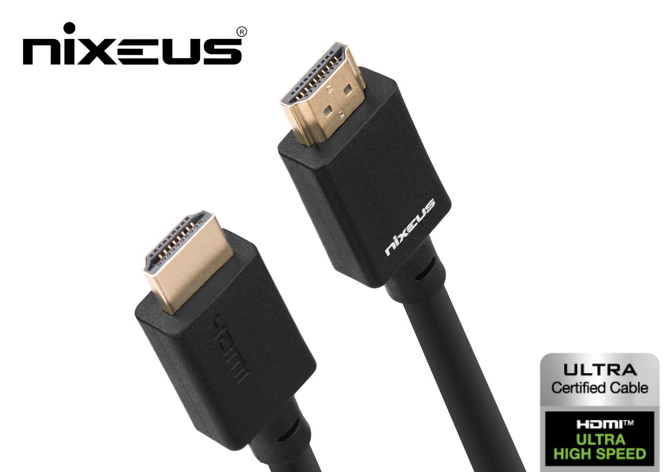 Nixeus Ultra High Speed HDMI Certified Cable (10 ft) &ndash; Certified by HDMI to Support HDMI 2.1 Features, 48Gbps, Dynamic HDR, 4K 120Hz/144Hz, 5K 120Hz/144Hz, 8K 120Hz, and 10K 120Hz