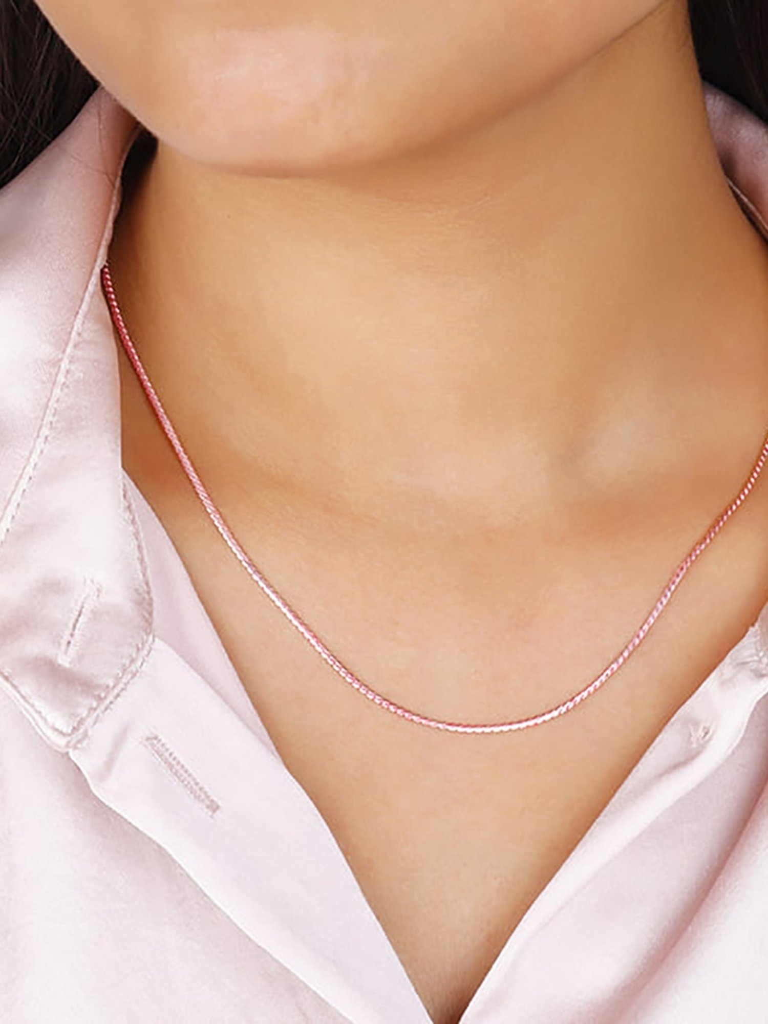 GIVA 92.5 Sterling Silver Rose Gold Radiant Beam Chain for Womens and Girls
