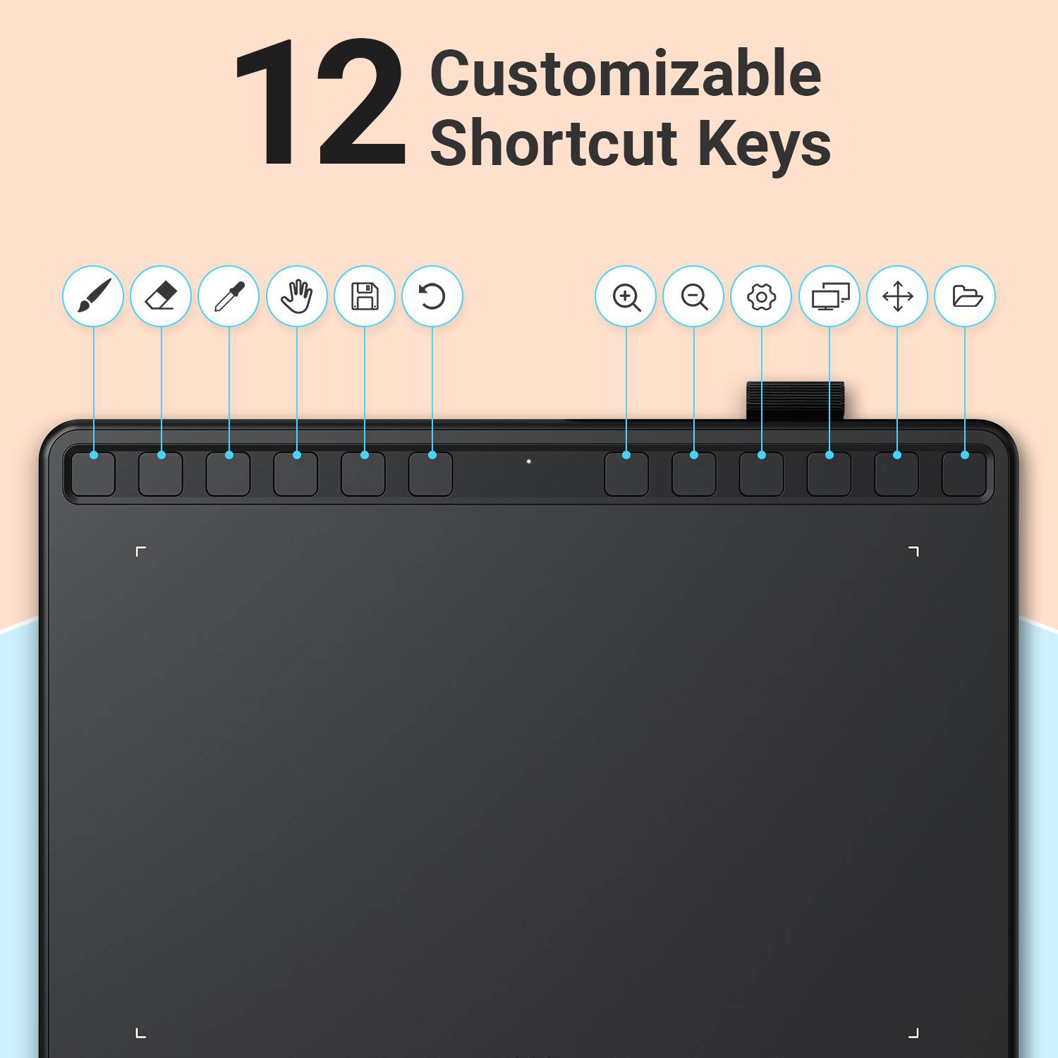 UGEE S1060 Graphics Drawing Tablet, 10X6.27 Inches Graphic Pen Tablet with 12 Shortcut Keys,Battery-free 8192 Passive Stylus ,Work on Android, Windows, MAC OS, Chrome OS,Linux