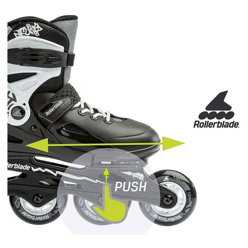 Rollerblade Zetrablade Adult Men's Beginner Recreation Fitness Inline Skates, Size 9, Black/Silver