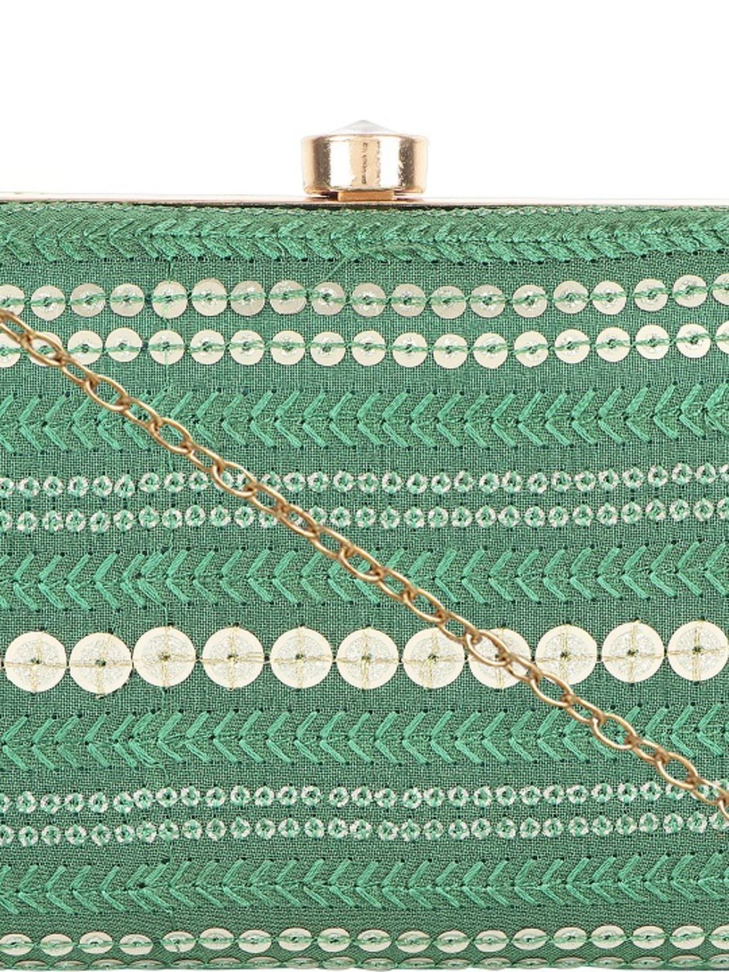 Horra Green Embellished Clutch