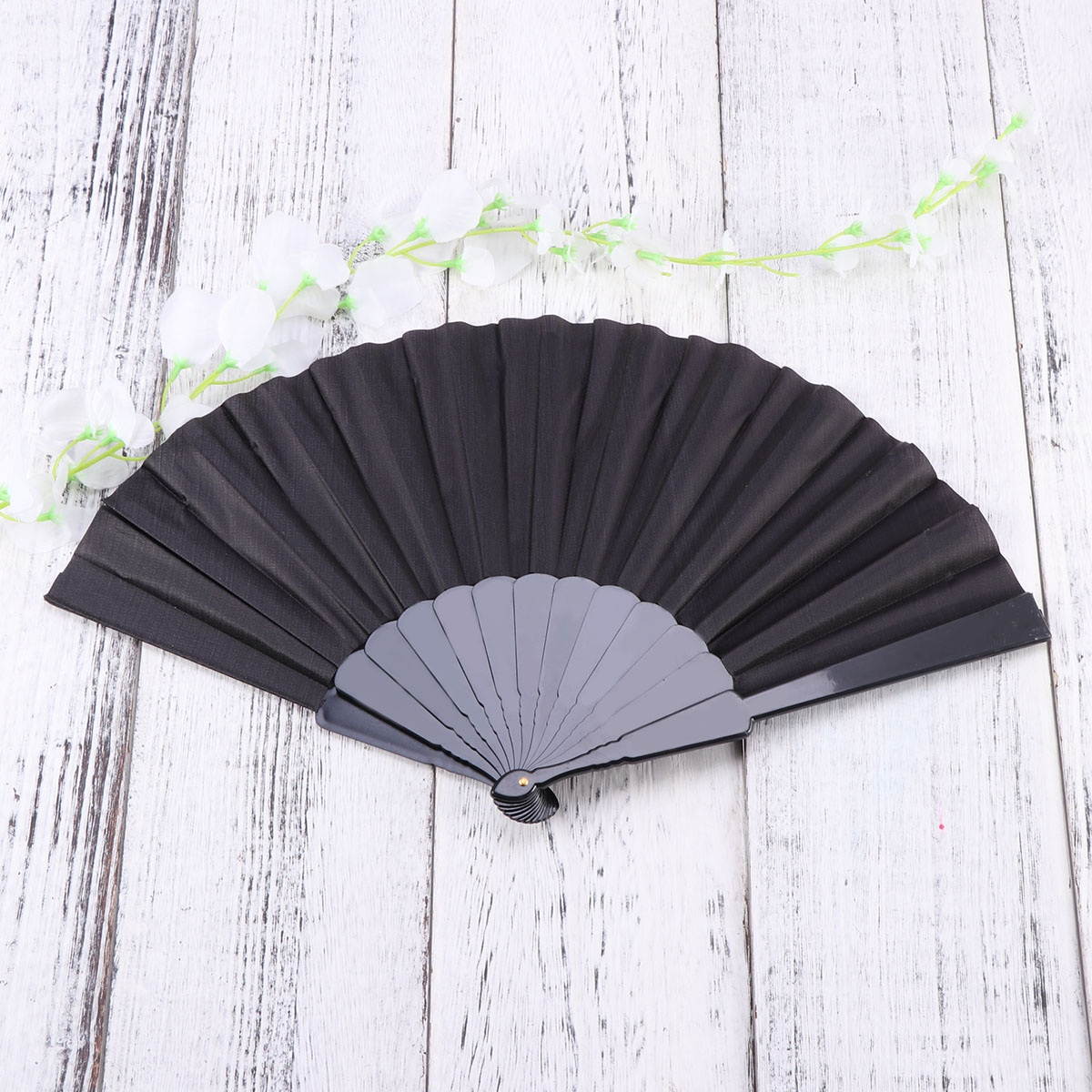 DIY Graffiti Hand-painted Plastic Fan Kindergarten Children Drawing Practice Blank Folding Fan (Black)