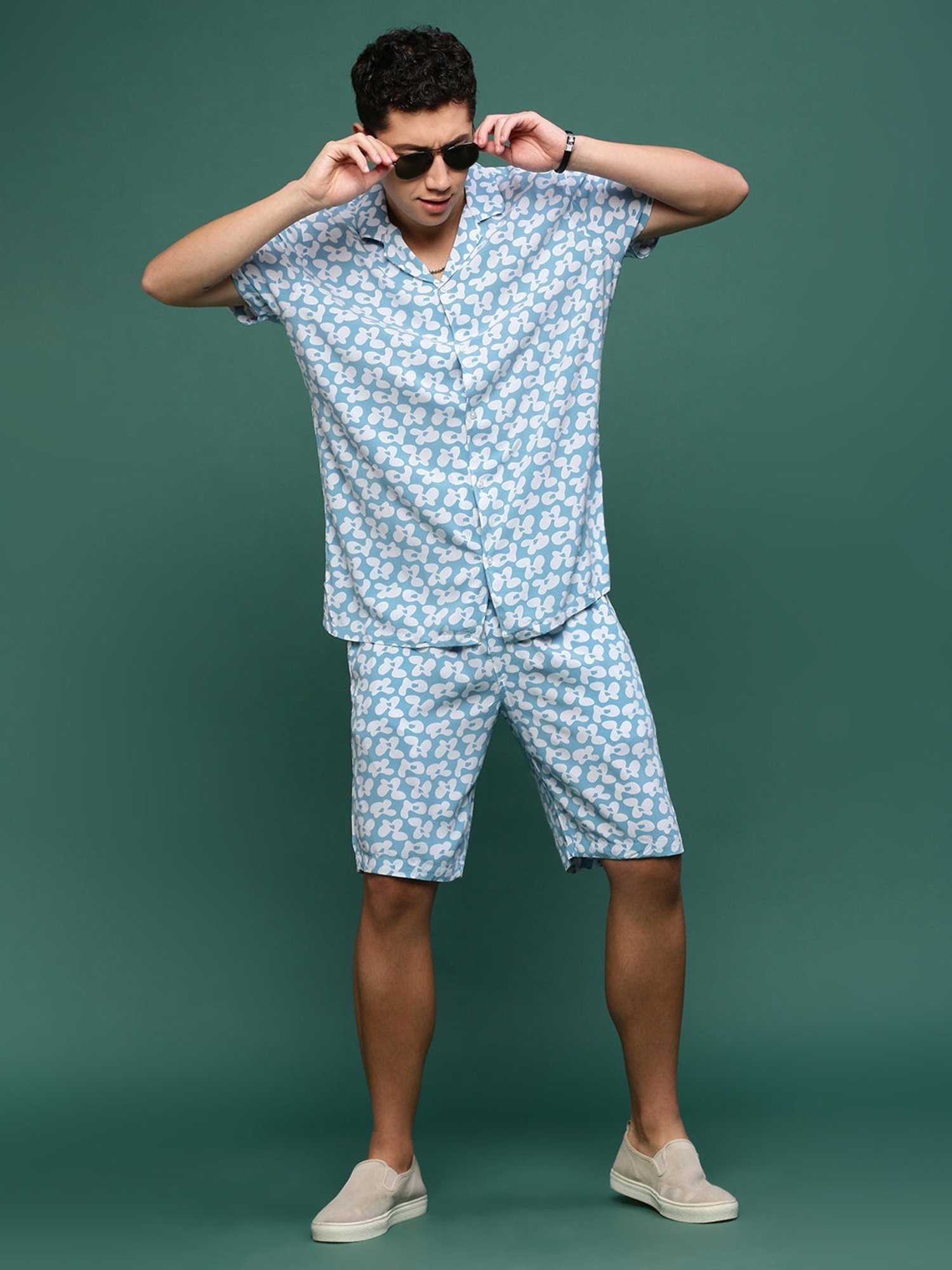 Spykar Blue Cotton Slim Fit Checks Shirt