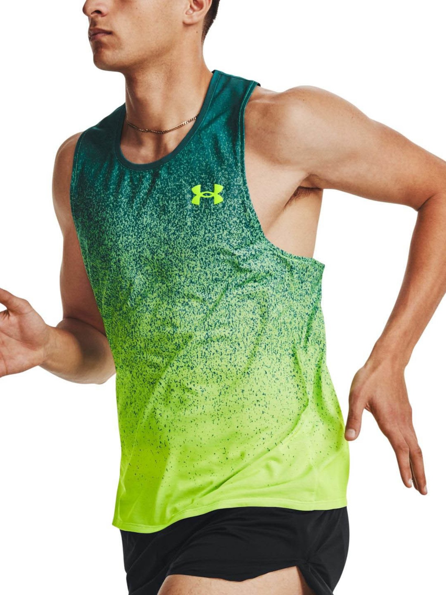 Under Armour Green Slim Fit Printed Tank Tee