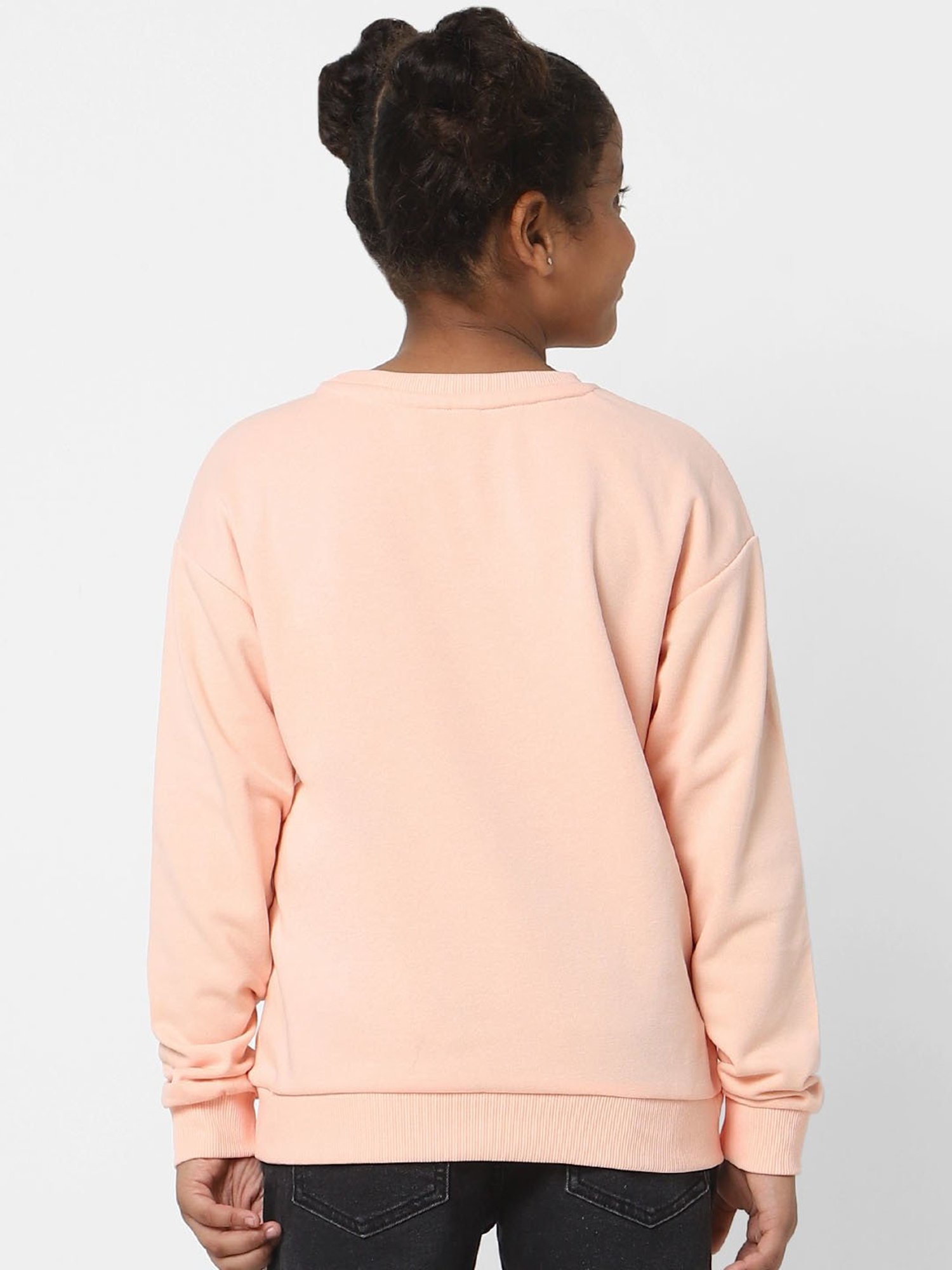 KIDS ONLY Peach Graphic Print Full Sleeves Sweatshirt