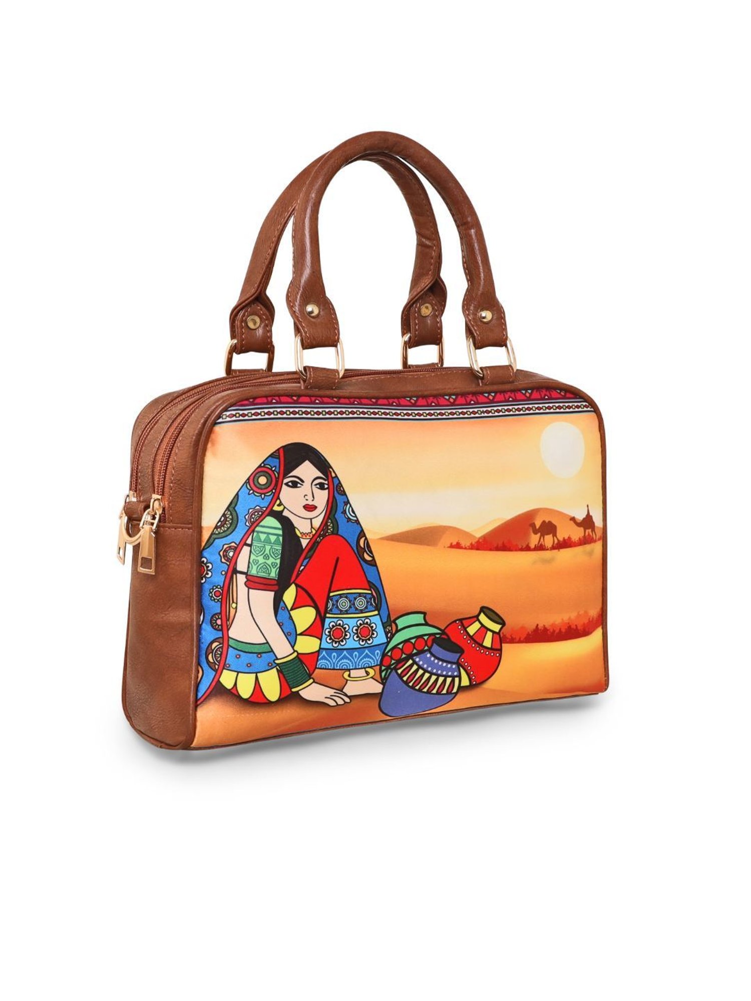 Sabhyata Multicolor Printed Medium Satchel Handbag