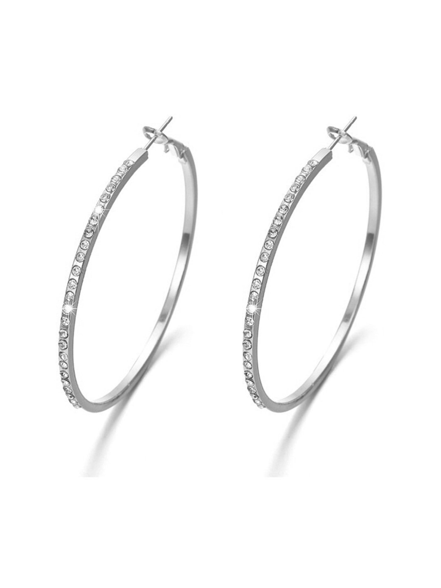 YouBella Silver White Hoop Earrings for Women