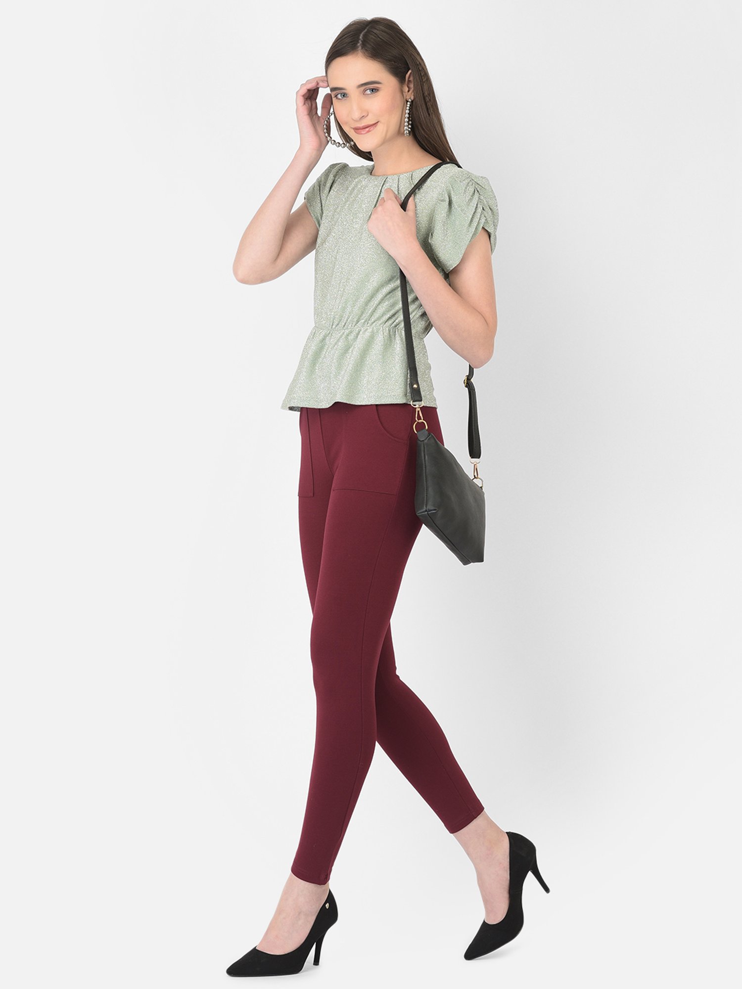 Latin Quarters Green Round Neck Top