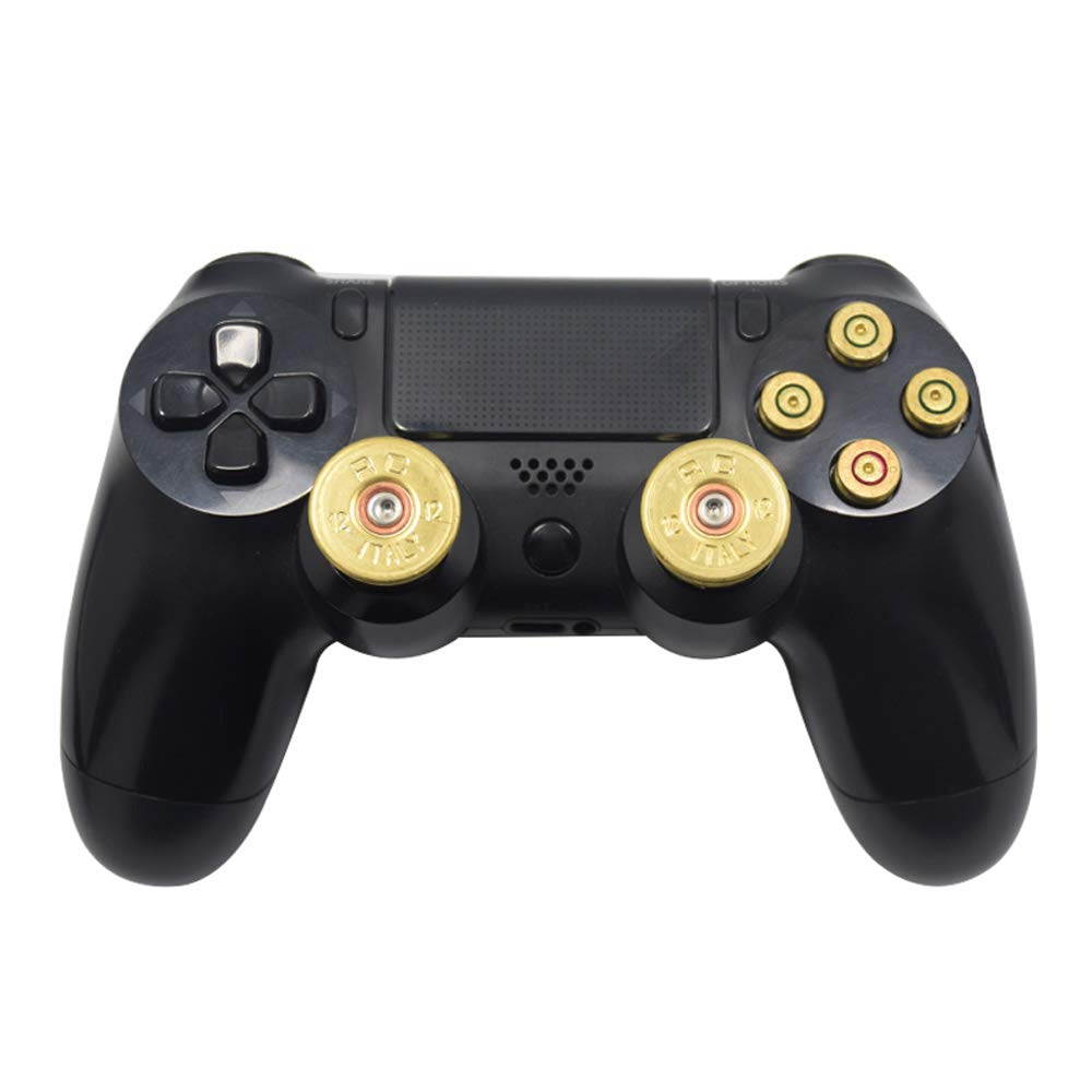 TOMSIN Gold Metal Bullet Buttons & Bullet Analog Thumbstick for PS4 Controller Playstation 4 DualShock4