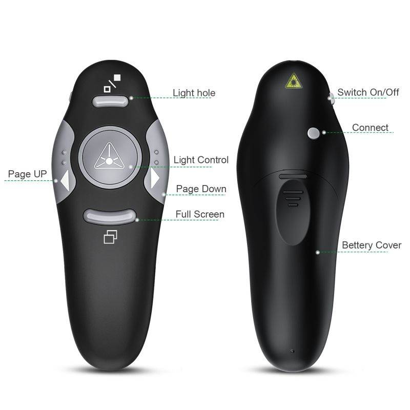 Wireless Presenter with Laser Pointer RF 2.4GHz Wireless Presenter Remote Presentation USB Control PowerPoint PPT Clicker