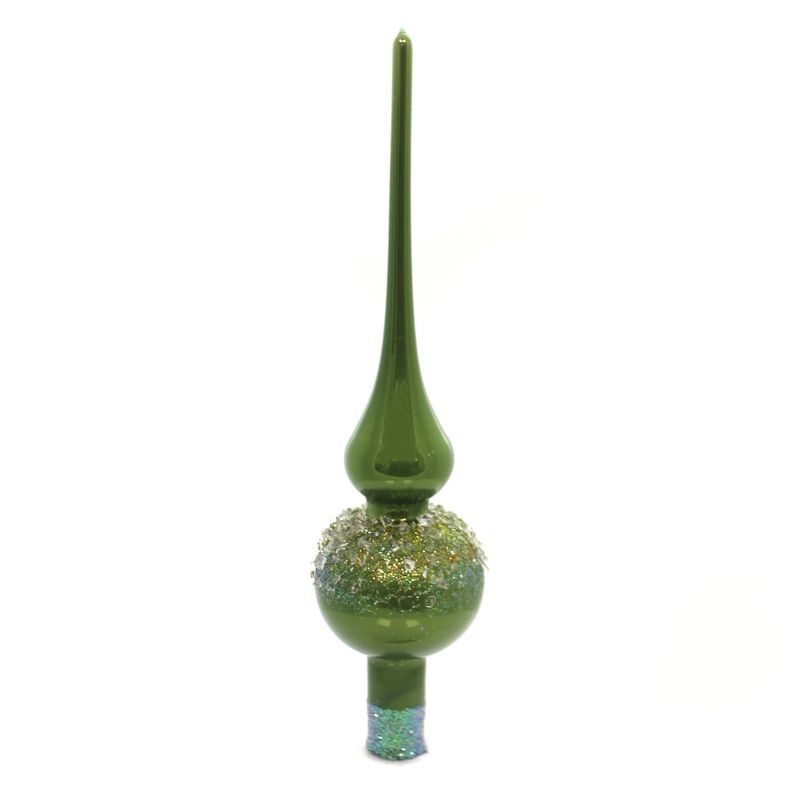 Christina's World 10.0" Green Finial With Crystals Tree Topper Christmas Ball  -  Tree Toppers