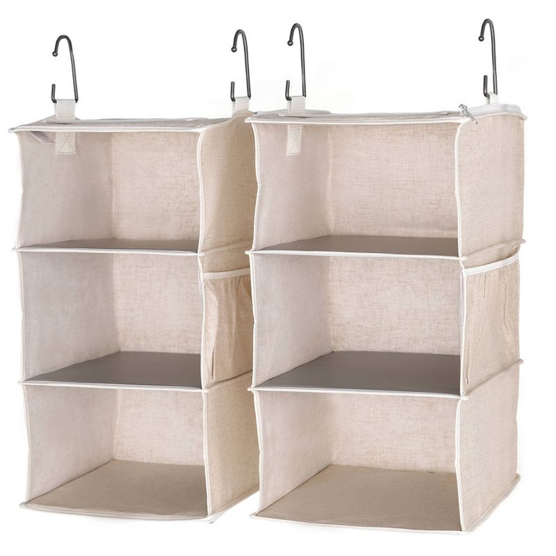 StorageWorks Set of 2 Three Shelf Hanging Closet Organizer Beige
