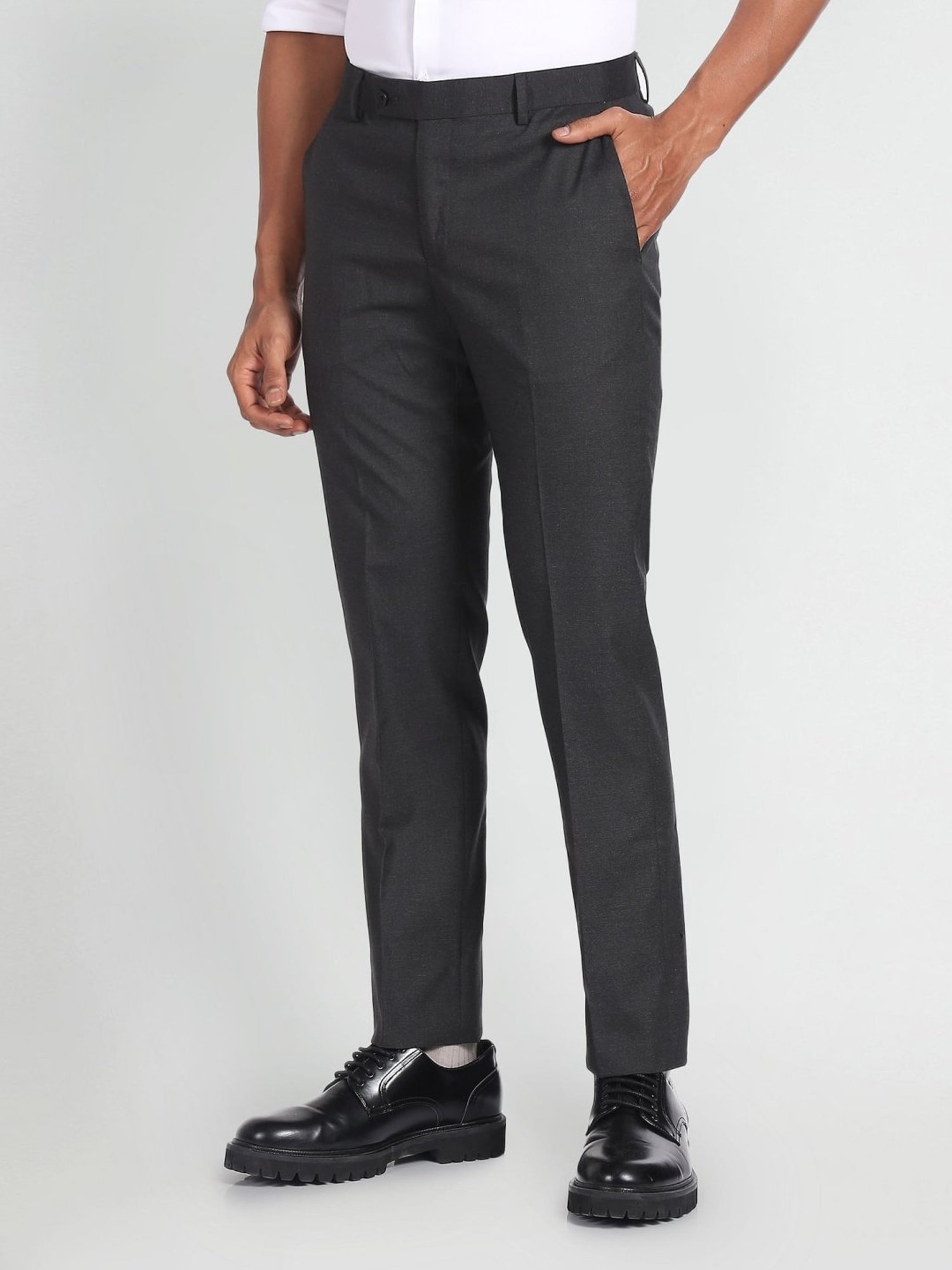 Arrow Grey Regular Fit Trousers
