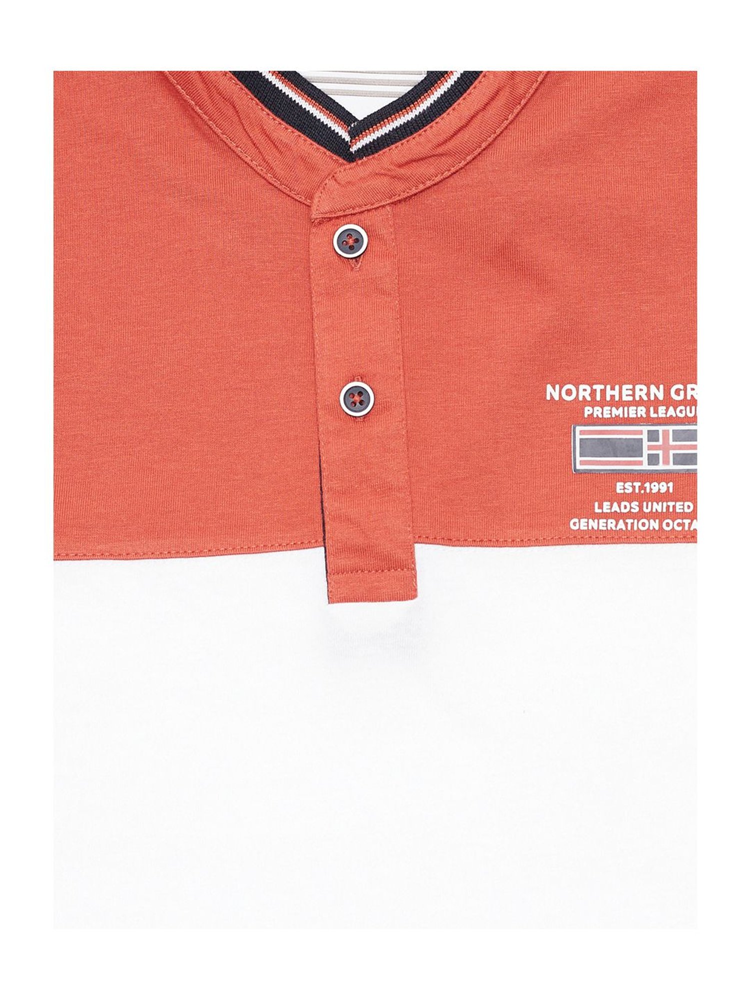 Octave Kids Rust Cotton Color Block Pattern Polo T-Shirt