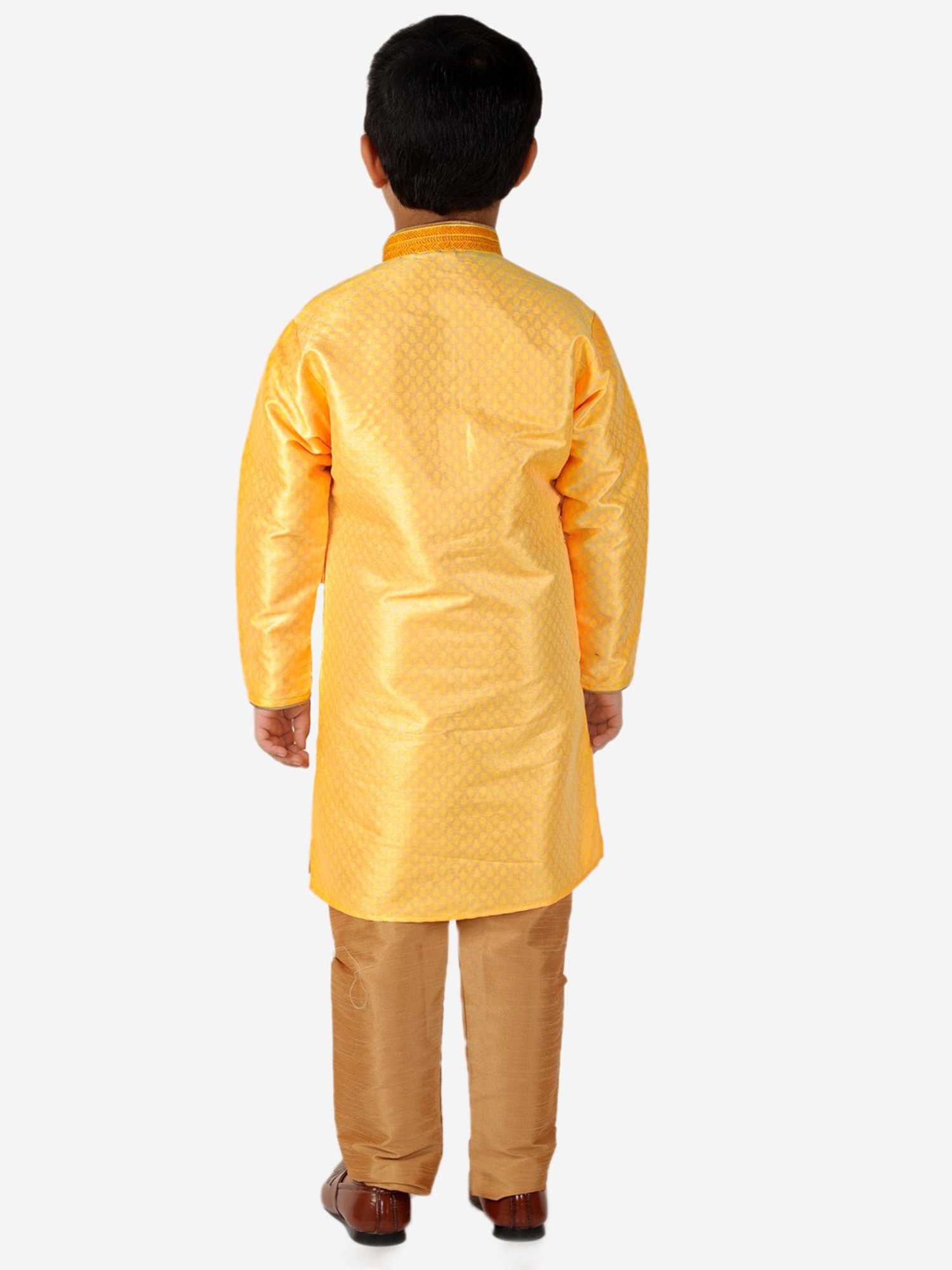 Pro-Ethic Style Developer Kids Yellow & Beige Printed Full Sleeves Kurta with Pyjamas