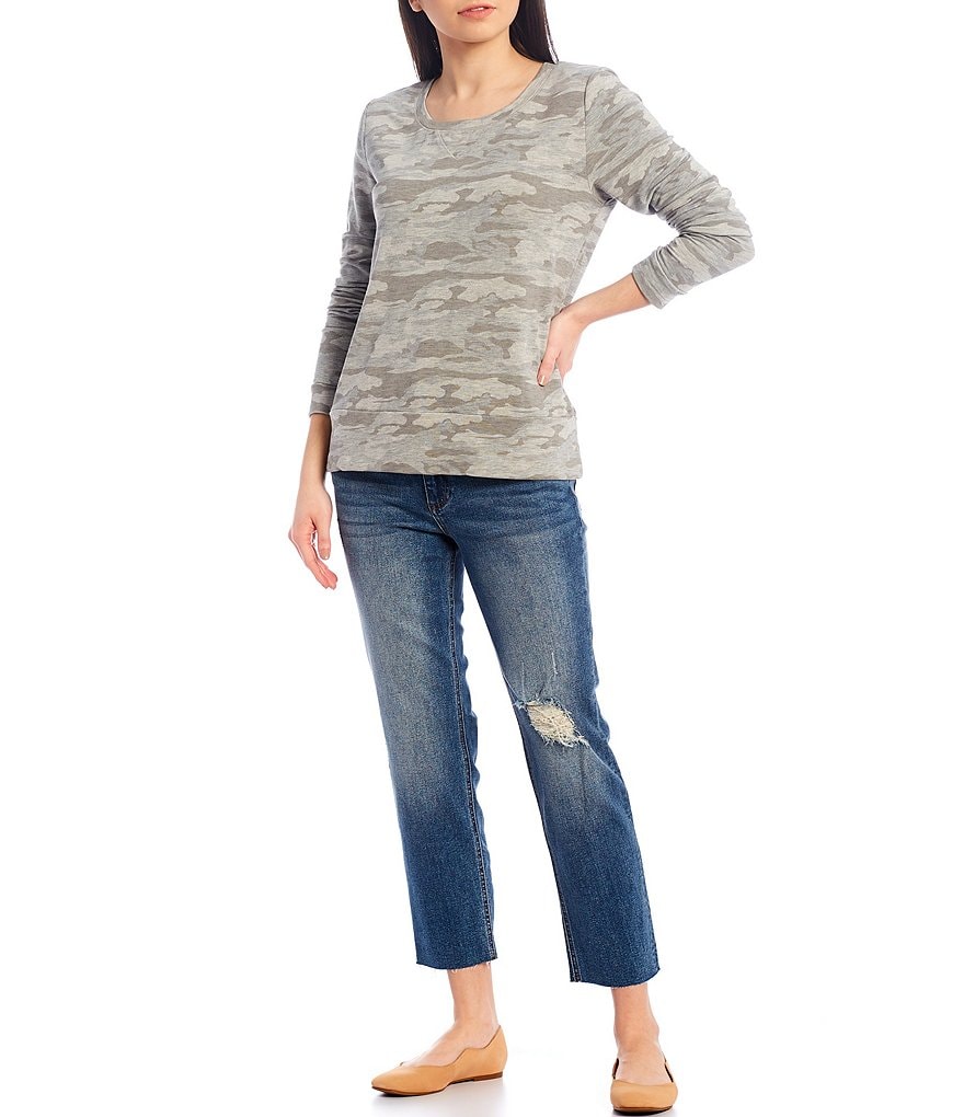 KUT from the Kloth Rachel Mom Destruction Detail Raw Hem Crop Jeans