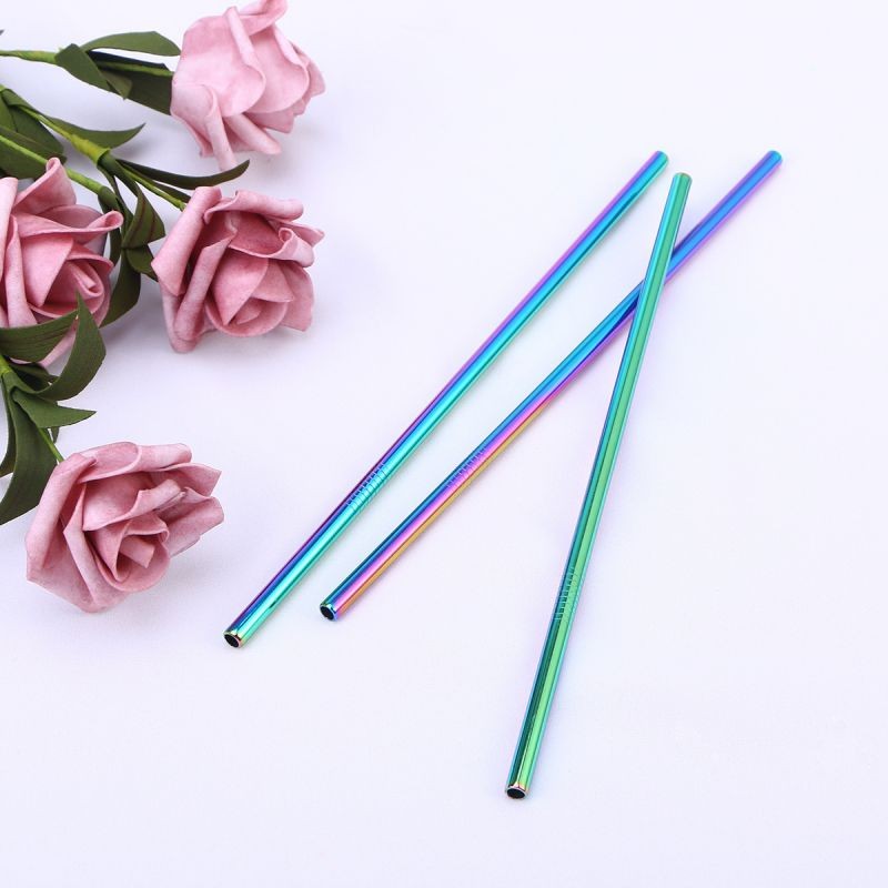 8 Pcs Stainless Steel Drinking Straws Reusable Curved & Straight Straws Set for Yeti 20oz(3 Pcs Thread Straight Staws, 3 Pcs Thread Curved Staws and 2 Brushes)