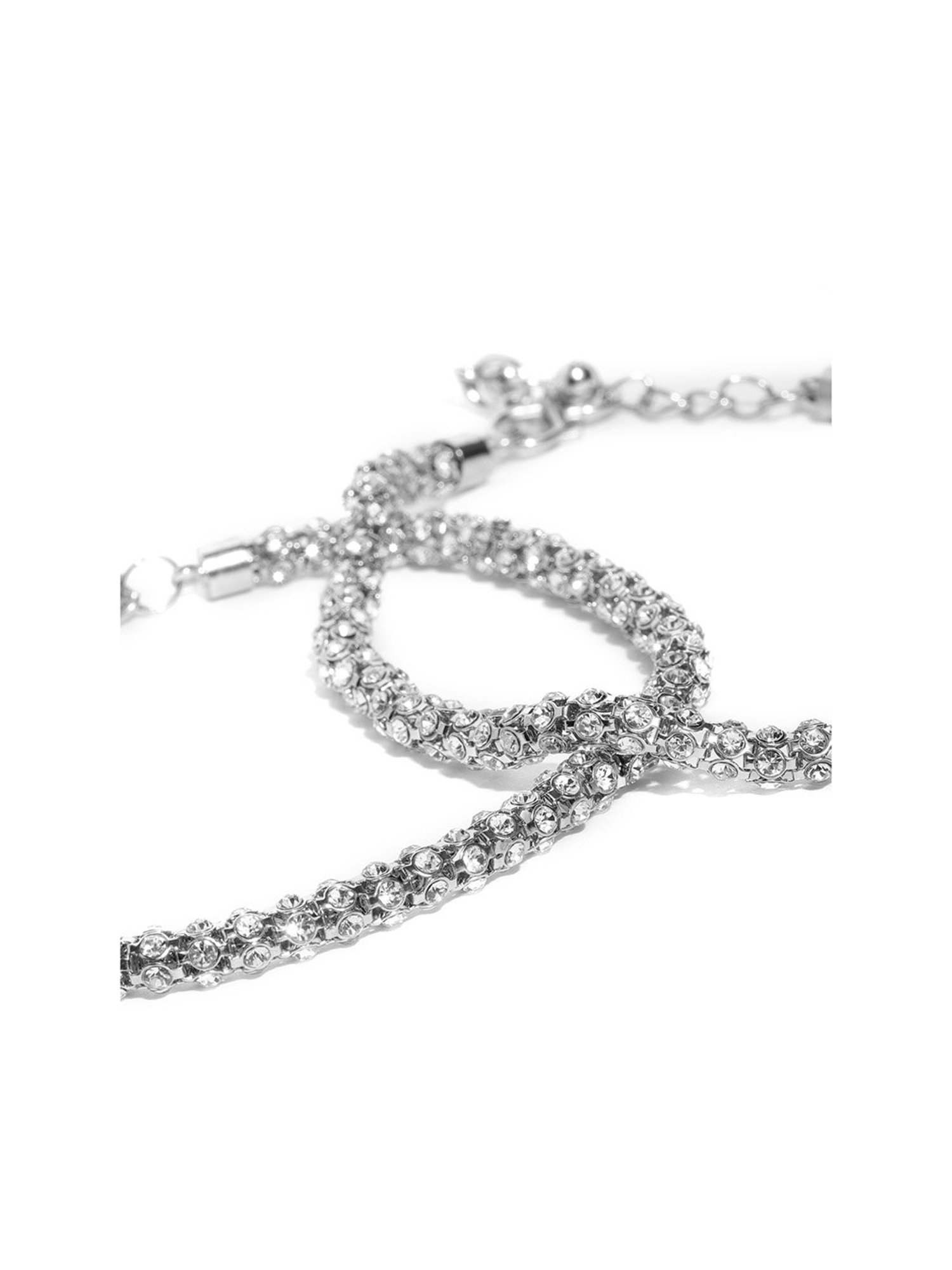 Priyassi Silver & Clear Alloy Flexible Anklet