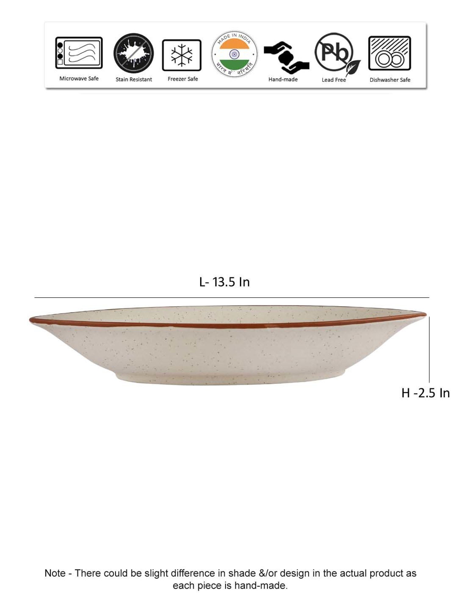 VarEesha Cinnamon White White & Brown Ceramic Serving Bowl (0.6 L)