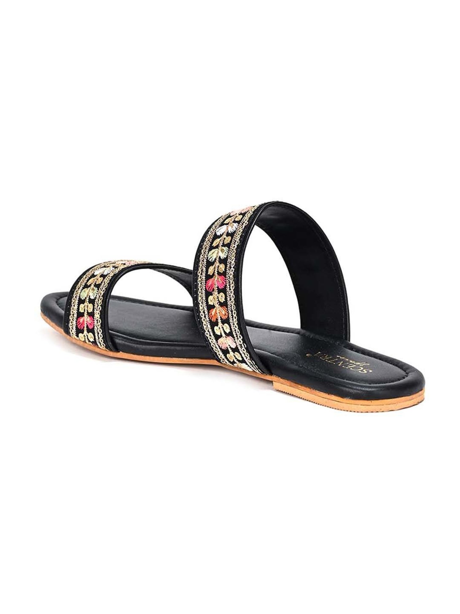 Scentra Women's Black Casual Sandals