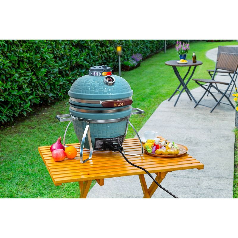Vision I-CON 101 Electric and Charcoal Kamado Grill - Teal