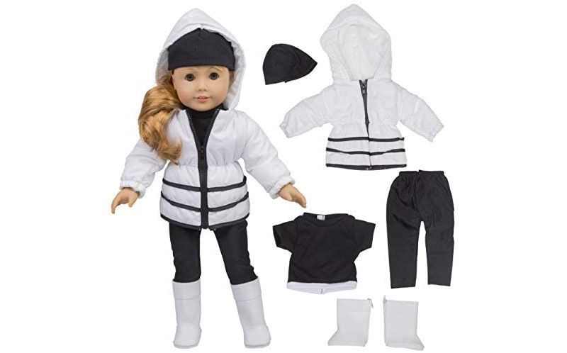 Dress Along Dolly Winter Snow Outfit for American Girl Doll, 5 Pieces