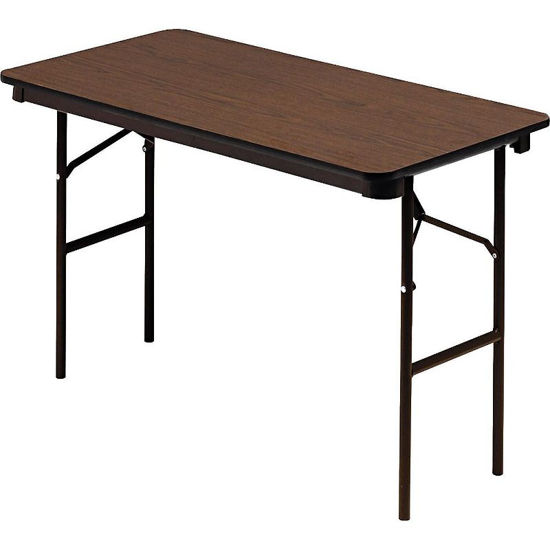 Iceberg Economy Wood Laminate Folding Table Rectangular 48w x 24d x 29h Walnut 55304