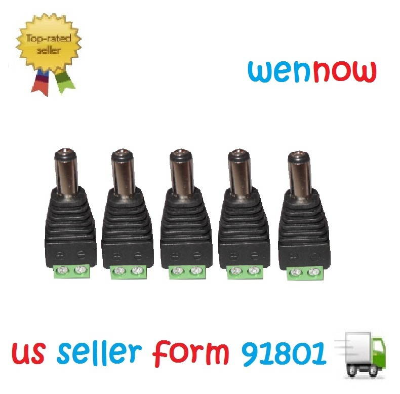 WennoW 2.1x5.5mm Male CCTV Power Plug Adapter for CCTV x 5pcs