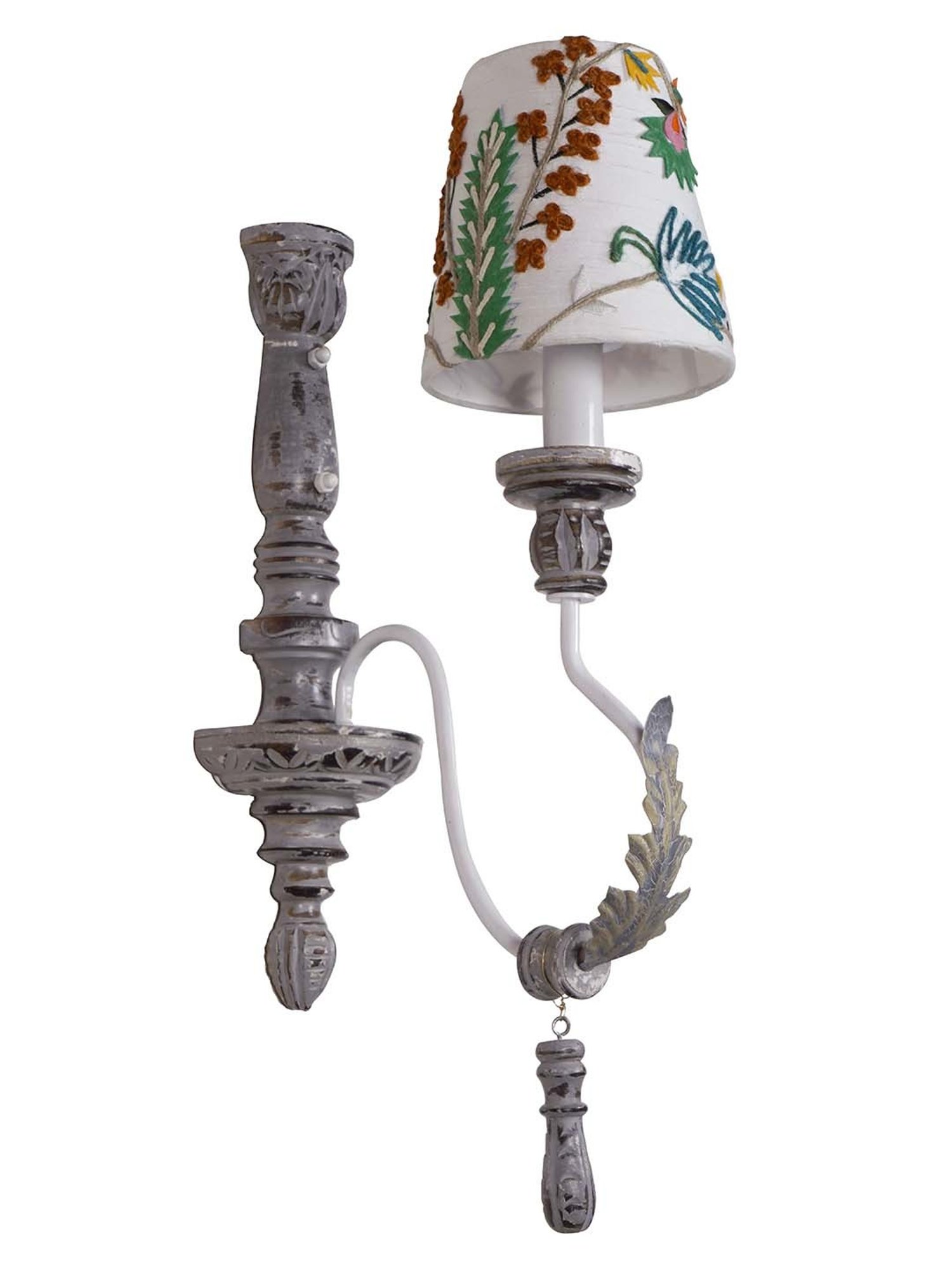 FOS LIGHTING Parisian Distressed White Wood Wall Sonce