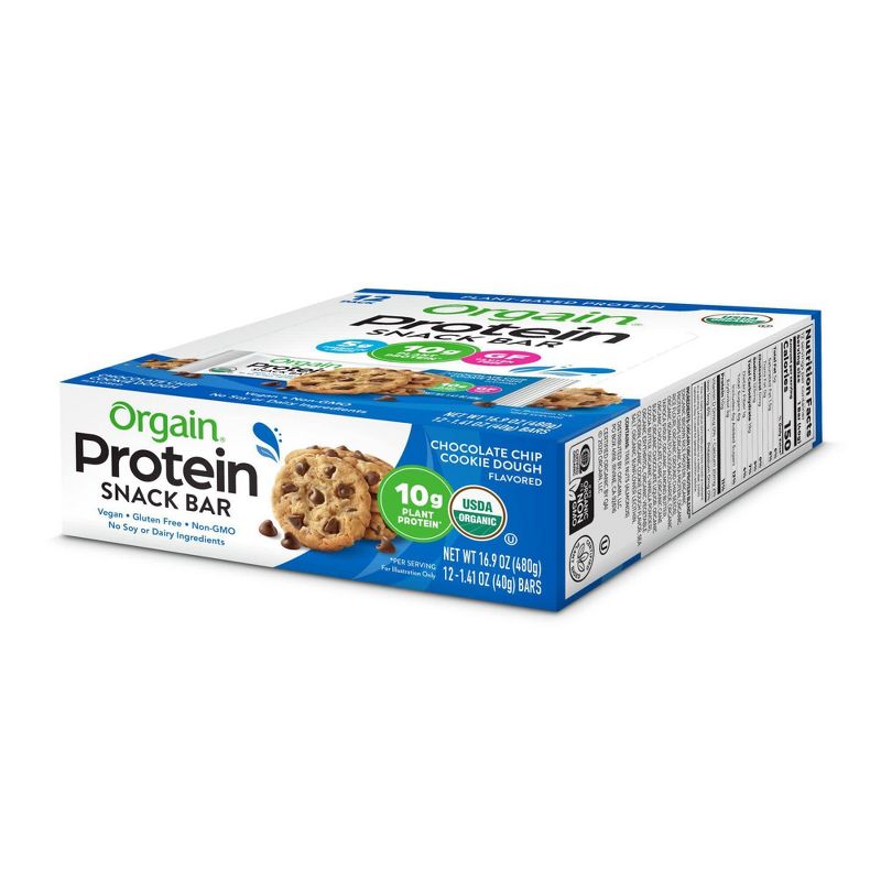 Orgain Organic Vegan Protein Bar - Chocolate Chip Cookie Dough - 12ct
