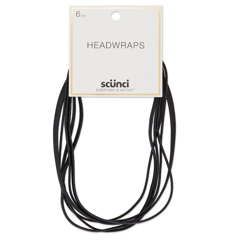 scunci Flat No Damage Elastic Headwraps Black - 6mm /6ct