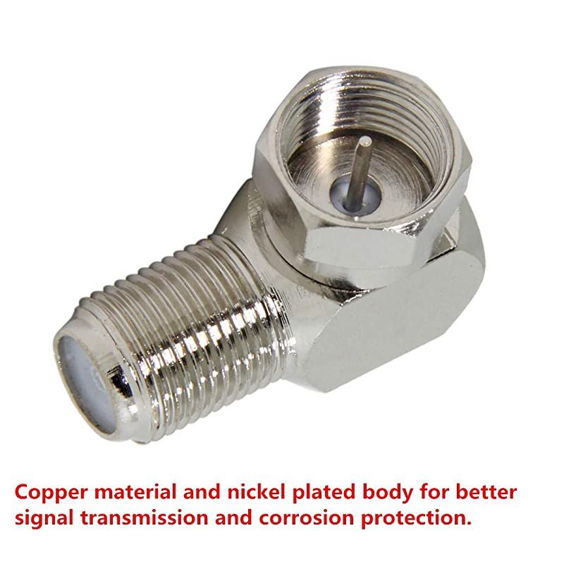 Rght Angle Coax 10Pack F Type Male to Female Coaxial Cable Connector  90 Degree Adapter for Wall Mounted TV Modem Wall Plate Satellite Receiver