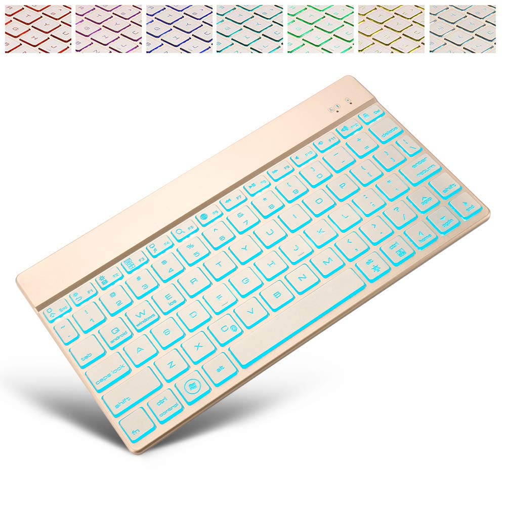 Wireless Bluetooth Keyboard for iPad Pro 12.9 / 11 / 10.5 / 9.7 inch / iPrd Mini 1 2 3 4 5 - 7 Color Backlit Keyboard - Keyboard for 3 System Tablet iPhone iOS Mac Galaxy Android Windows
