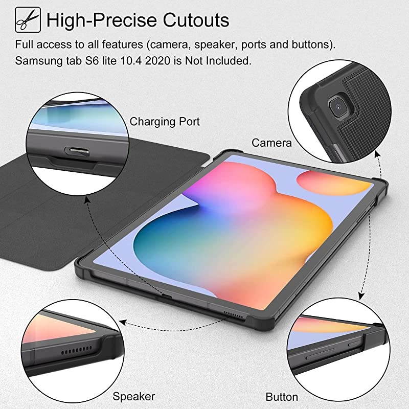 Samsung Galaxy Tab S6 Lite 104 Case 2020 Shockproof Protective Smart Folio Case PC Hard Back Cover with Auto WakeSleep for SMP610P615 Samsung Tab S6 Lite 104 inch 2020