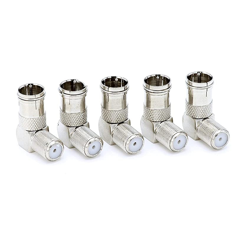 Push On and Right Angle Coax Connector Push On F Connector Male to Screw On Female Adapter Pack of 10