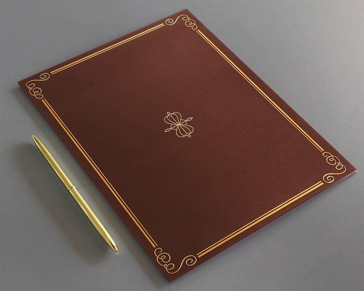 12-Pack Certificate Holder - Diploma Cover, Document Cover for Letter-Sized Award Certificates, Brown, Gold Foil, 11.2 x 8.8 Inches