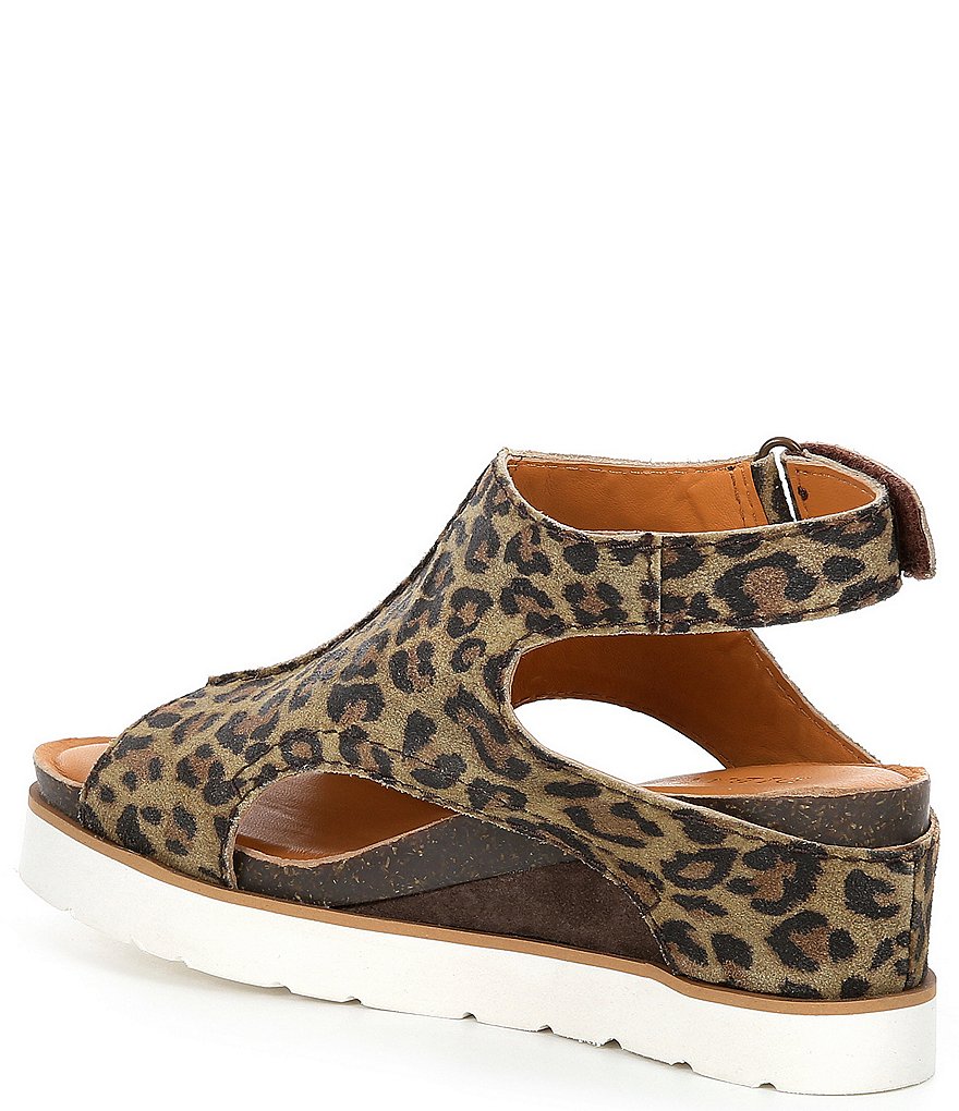 Diba True Get Along Leopard Print Suede Cut Out Wedge Sandals