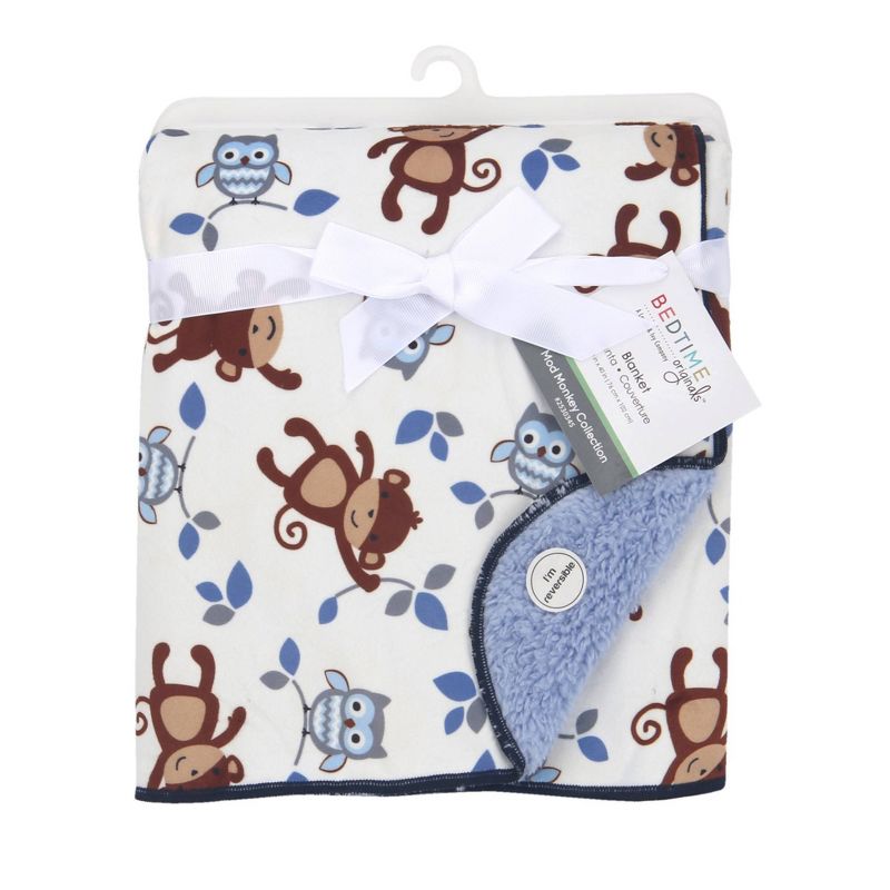 Bedtime Originals Velour Sherpa Soft Baby Blanket - Mod Monkey