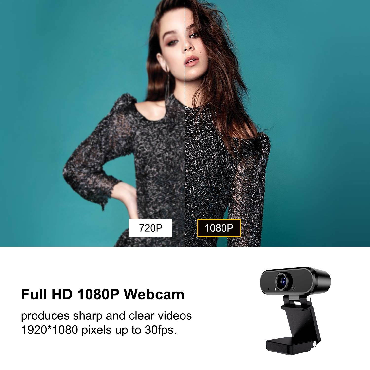 1080 Full HD Webcam with Stereo Microphone USB Desktop Laptap Webcam