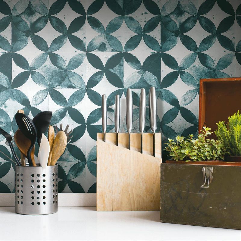RoomMates Paul Brent Moroccan Tile Green Peel and Stick Wallpaper