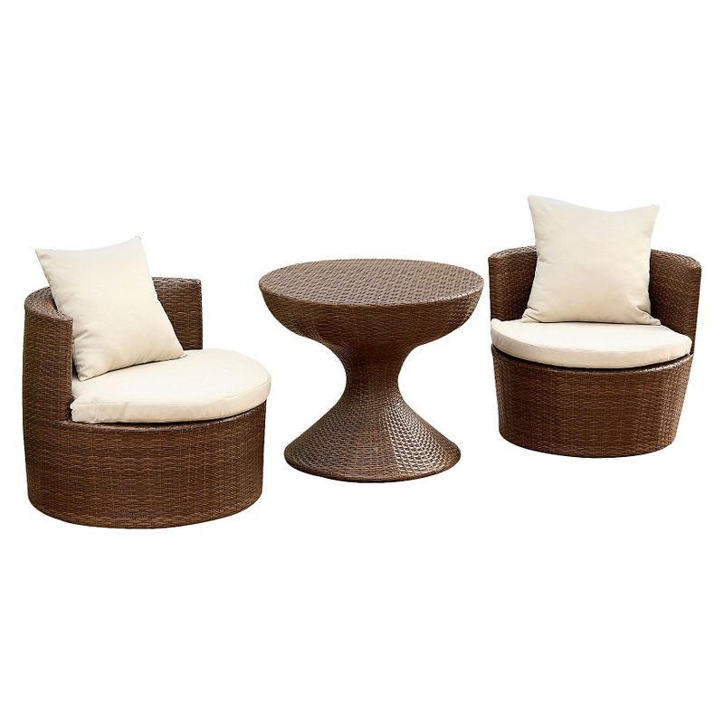 3pc Manchester Outdoor Wicker Patio Chat Set Brown - Abbyson Living