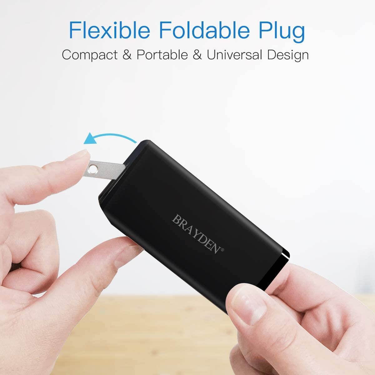 66W USB C Charger, GaN Tech USB-C PD 3.0 Dual Port Quick Charge Power Foldable Adapter, Fast Type C Charger for iPhone 11 Pro Max SE, MacBook, iPad Pro, Google Pixel, USB C Laptop, Switch