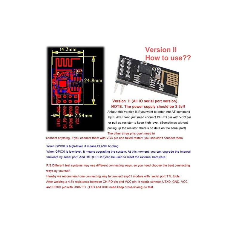 2pcs ESP8266 ESP-01 Serial Wireless WiFi Transceiver Receiver Module 1MB SPI Flash with DHT11 Temperature and Humidity Sensor Module for Arduino