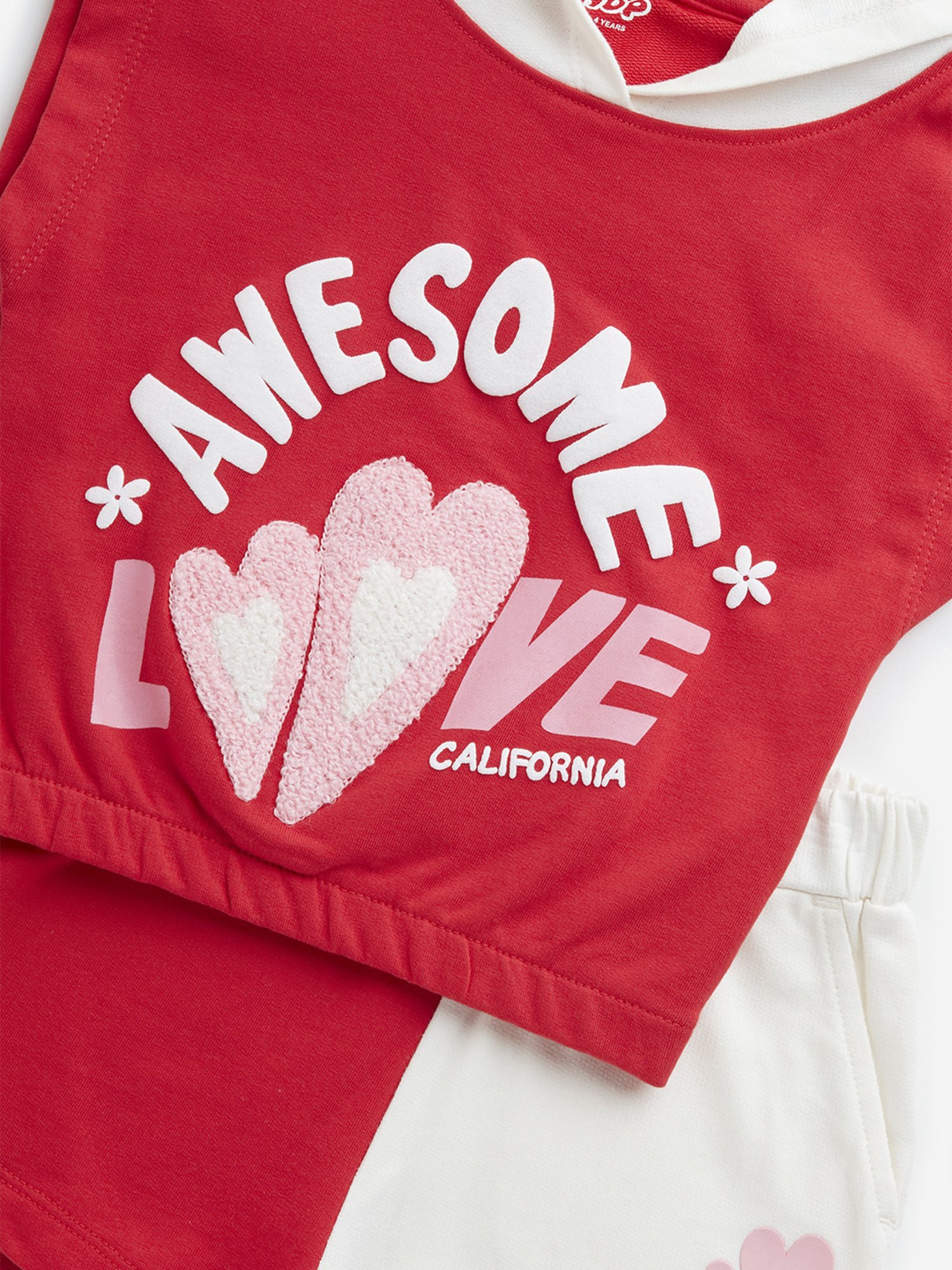 HOP Kids by Westside Red Cotton Sweatshirt with Mid-Rise Shorts Set